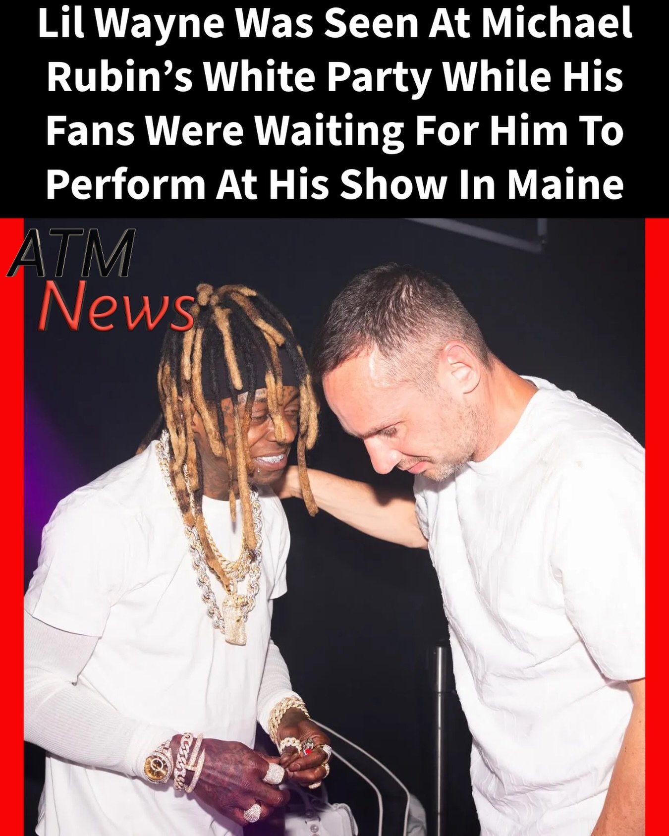 #LilWayne was among the celebrities who partied on Wednesday at Michael Rubin’s white party, where he also performed. The only issue was that he was supposed to be at his very first "20 Years Of Carter Classics" tour #concert in Maine.—Thousands of fans waited until 11 p.m. before they were told he wouldn't be showing up. Yesterday, he apologized and announced a remake for July 28.