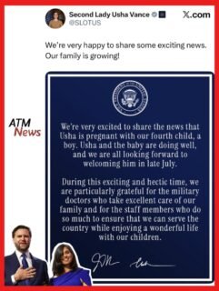 #JDVance and his wife #UshaVance are expecting their 4th #child, a baby boy!
