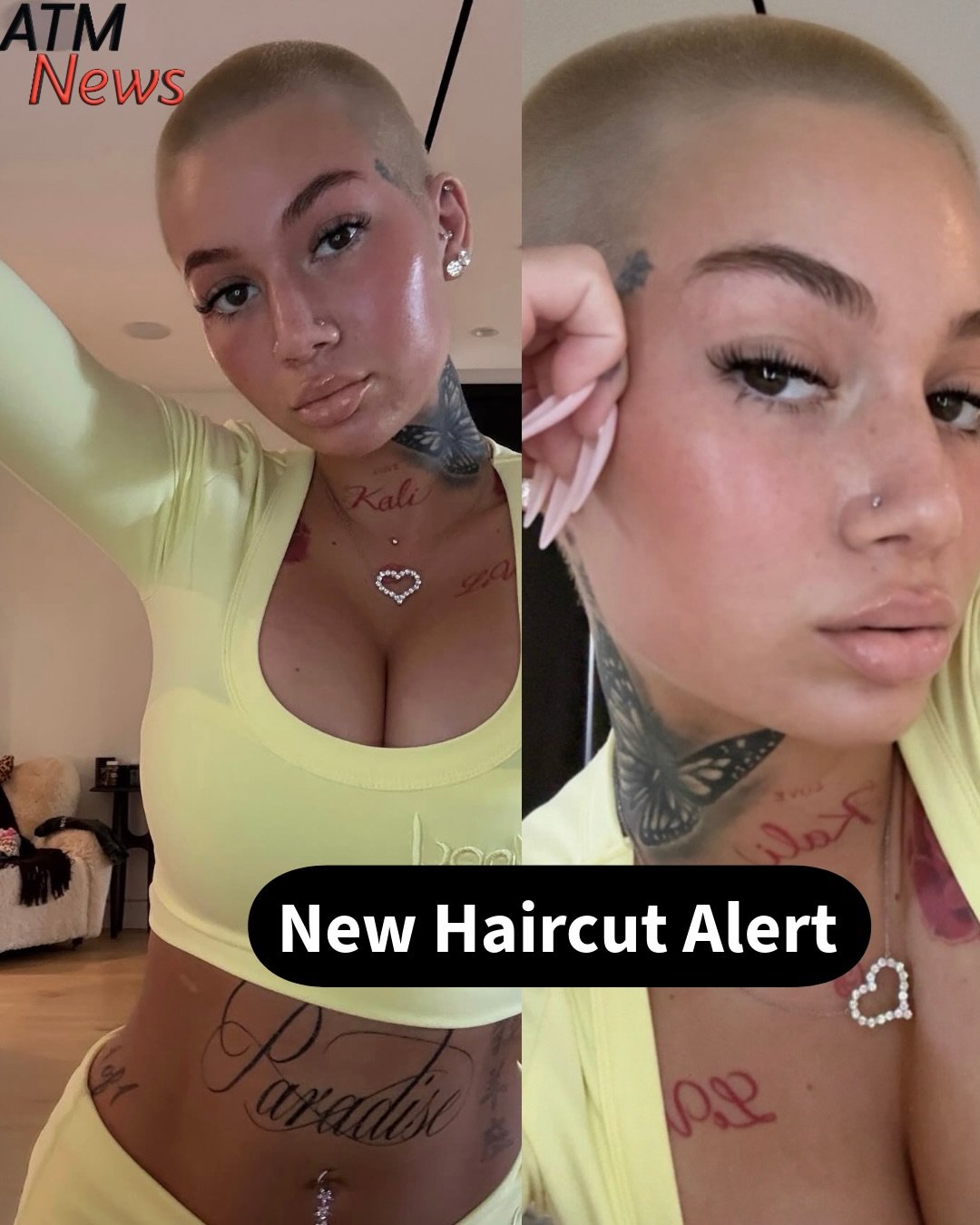 #BhadBhabie rocking a new blonde #BuzzCut.