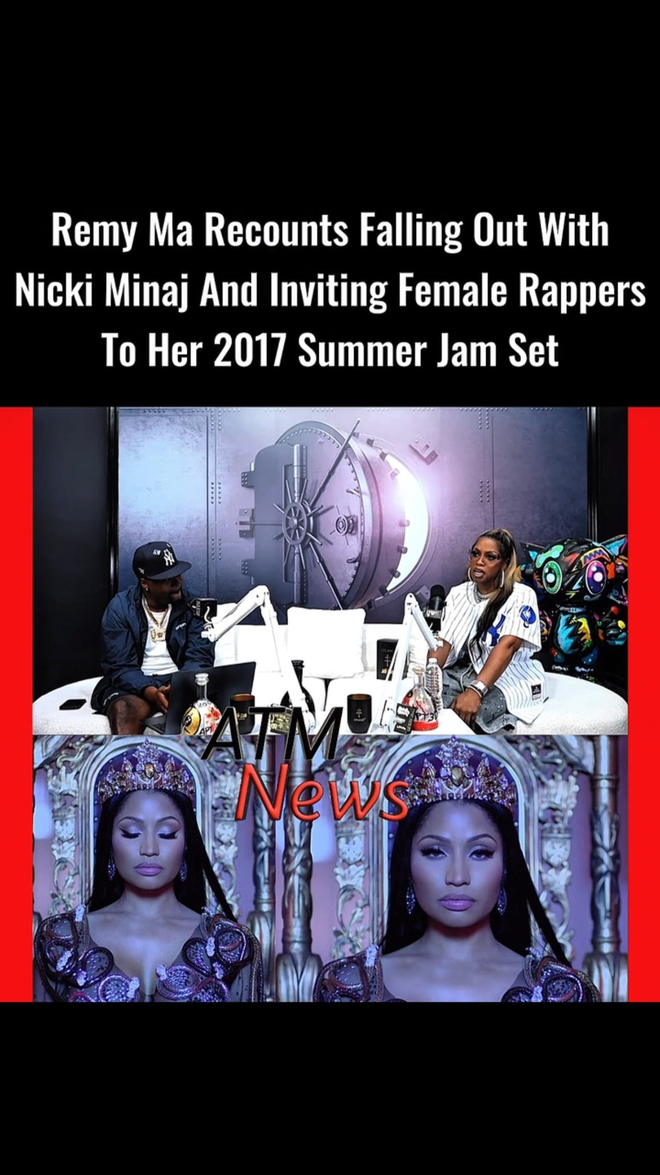 #RemyMa said on the @rocsolidpod that, in hindsight, her beef with #NickiMinaj was over some stupid stuff. She also recalled coming out of prison and seeing Nicki dominating, and how she brought out other female rappers such as Lil Kim, Cardi, Queen Latifah, and others during her 2017 #SummerJam, where she performed her Nicki diss track, “shETHER.”