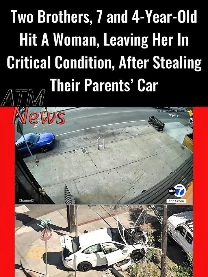 This is soooo unfortunate!!! Two #brothers, aged 4 and 7 years old, took their #parents’ white #Toyota while they were sleeping yesterday, August 6, 2026, drove out, and hit a woman walking her dog in #Oakland, California. The woman, who is believed to be around 30 years old, is now in critical condition. The boys’ parents are reportedly cooperating with authorities.