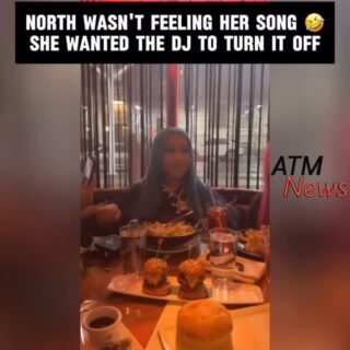 Aww poor #Northie 😂! She looks like she wanted to hide under the table when the #DJ started playing her #song.