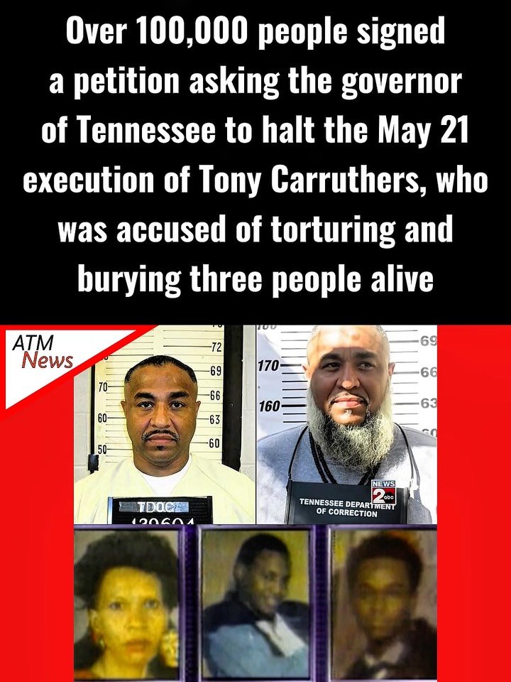 #TonyCarruthers and his friend #JamesMontgomery, along with James’ brother, Jonathan Montgomery, were accused in the 1994 triple murder of drug dealer Marcellos Anderson, 21, his mother Delois Anderson, 43, and his teenage friend Frederick Tucker, 17.—Jonathan Montgomery, who initially led investigators to the victims’ bodies and provided statements tying Carruthers to the crime, committed suicide in jail before the trial.—James and Tony went to trial in 1996. Dr. O.C. Smith, the medical examiner, told jurors that although the three victims were tortured, choked, and shot, they were still alive when they were buried in a shallow grave under another person’s casket at Rose Hill Cemetery on Elvis Presley Boulevard in Memphis, Tennessee.—Tony, who was representing himself after six court-appointed attorneys were dismissed due to his inability to form a productive relationship with them, could not call a forensic expert to refute Dr. Smith’s claims. —After both James Montgomery and Tony Carruthers were convicted and sentenced to death, Dr. Smith recanted his claim in an affidavit. Other independent experts who reviewed the autopsy also testified during post-conviction hearings that the evidence indicates the victims were already dead before they were buried. Some jurors have since stated that they wouldn’t have voted for the death penalty if they knew that the victims were not buried alive.—In 2000, an Appeals court overturned James Montgomery’s conviction and death sentence, finding that he should have been tried separately from Carruthers, whom the court found had erratically represented himself and had prejudiced James Montgomery’s defense.—James Montgomery received a plea deal that allowed him to be released from prison in 2015. He told federal investigators that Carruthers was innocent and gave an alternative suspect.—Despite all of that, Carruthers’ execution is still scheduled for May 21, in just two days. Many advocates, including his #sister, Dr. Tonya Carruthers, believe in his innocence and want the #execution halted until further DNA testing is conducted.