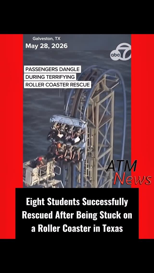 It took rescuers nearly 4 hours to rescue 8 #students who were stuck near the top of the Iron Shark #RollerCoaster at Galveston Island Historic Pleasure Pier in Galveston, Texas, on Thursday.