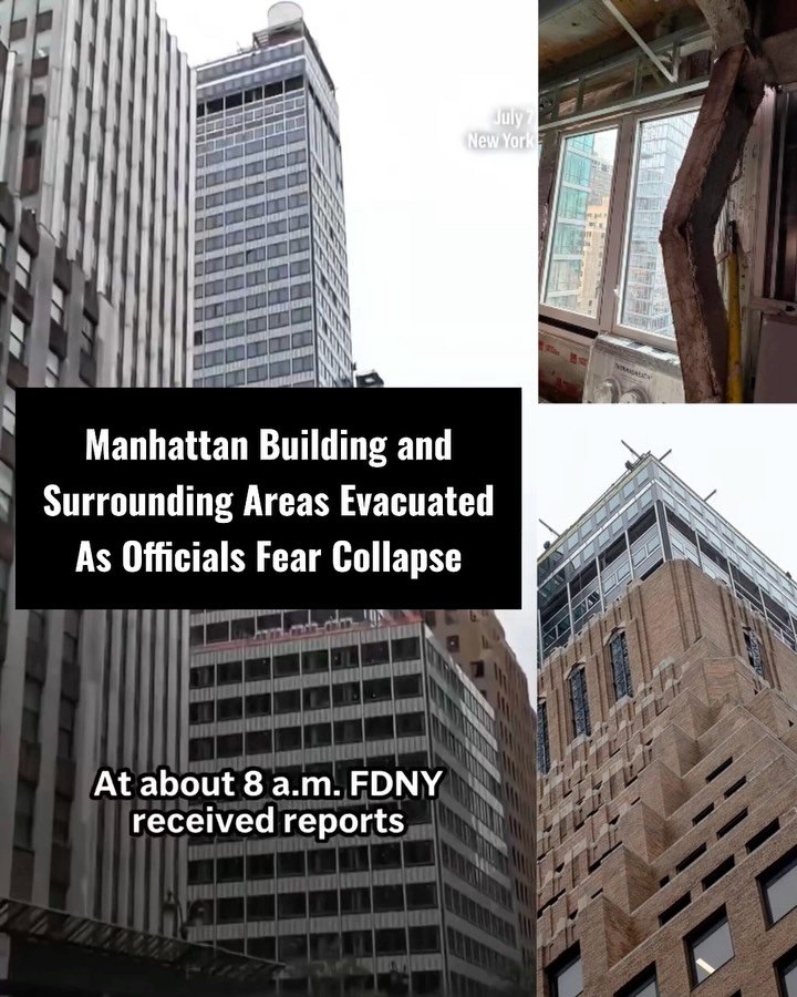 Buckled columns at a 33-story Midtown #Manhattan high-rise #building under construction prompted evacuations in the area this morning. #NYC Officials fear a partial collapse.