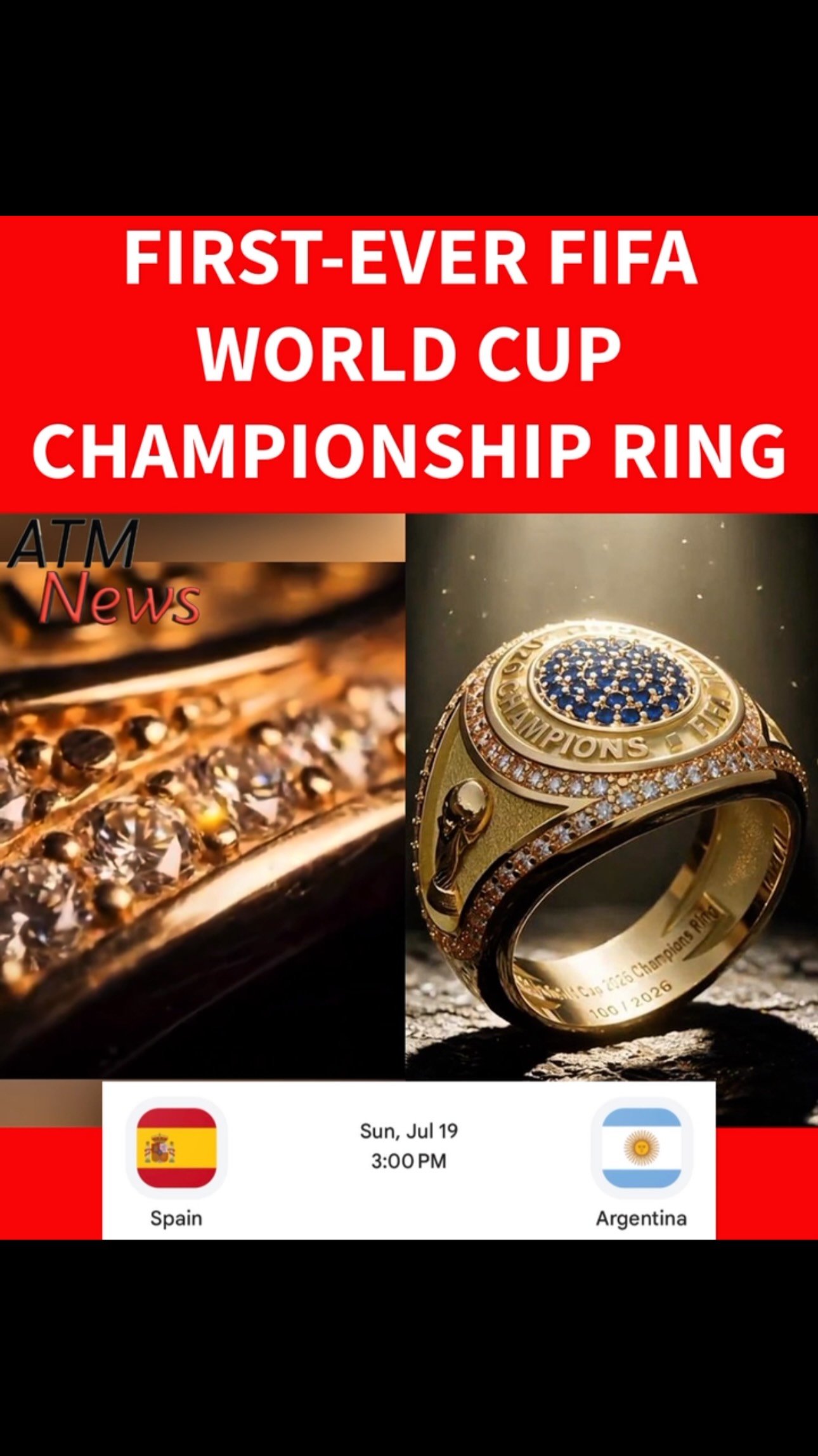 For the very first time, the winning team of the #WorldCup will be given American-style championship #rings.—A total of 2,026 rings will be made. After each of the winning team’s 30 members receives one, the remaining 1,996 will be sold to fans.