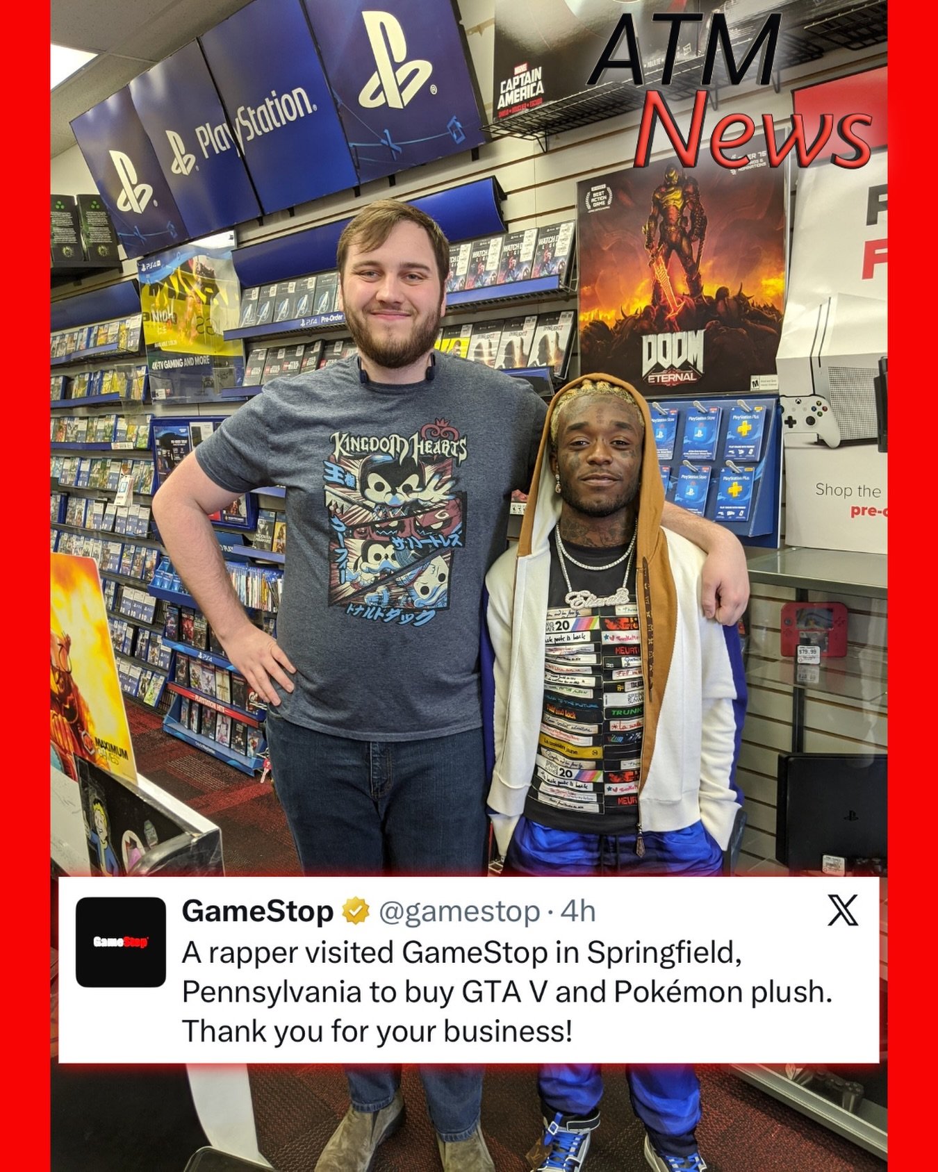 Okay!!! #GameStop shared that #LilUzi stopped by one of its stores in PA.