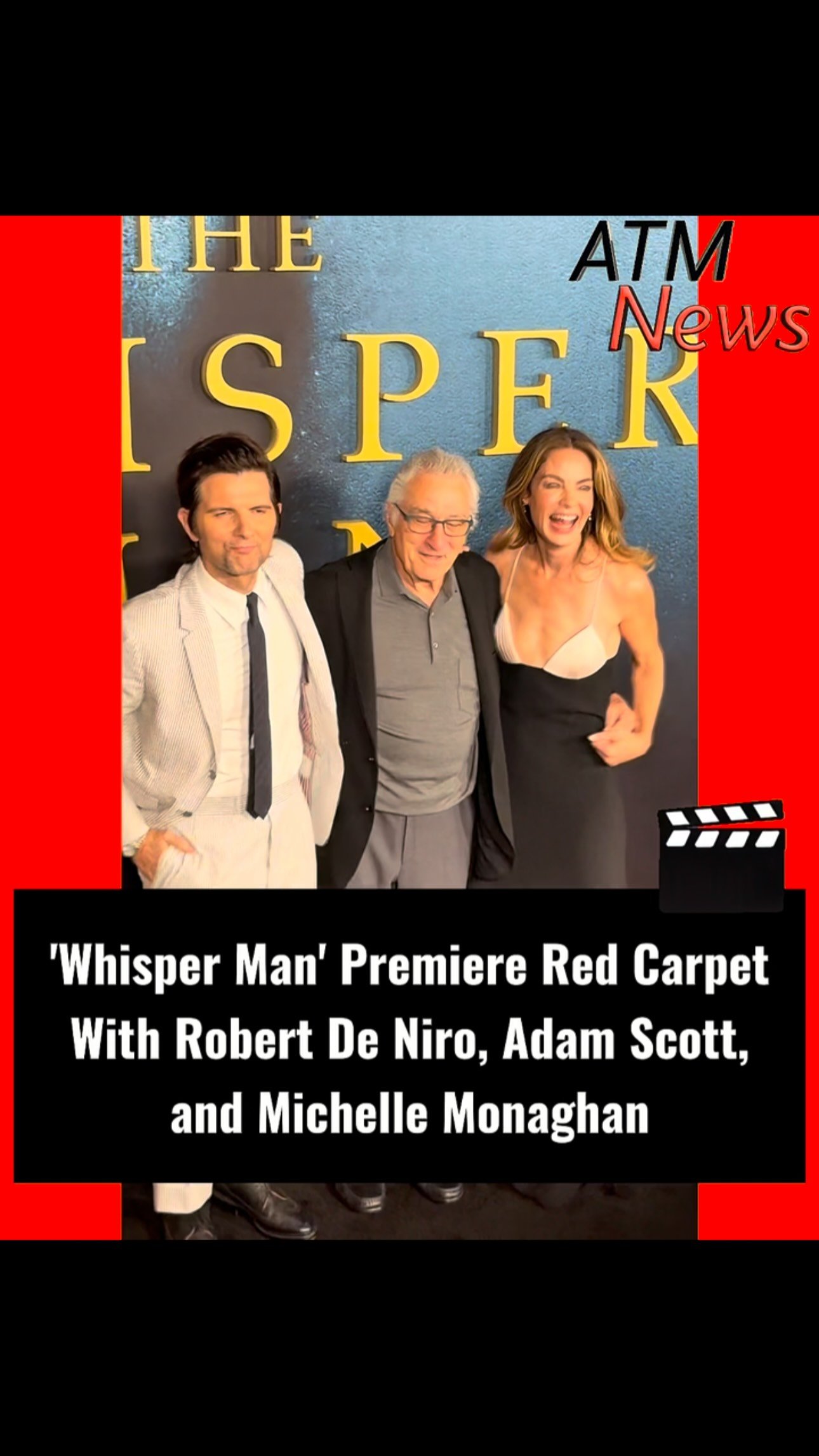 #RobertDeNiro and his co-stars #AdamScott and #MichelleMonaghan were all smiles at the premiere of Netflix’s upcoming psychological crime thriller ‘The Whisper Man’ on Monday.—🎥 @jpasc24