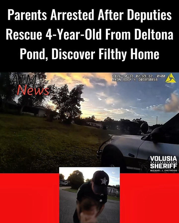 Deputies rescued a 4-year-old boy from a retention pond in Deltona this morning after hearing a report through Live 911 about an unaccompanied child near the pond. They quickly spotted him in the water and pulled him out. After identifying his home, deputies discovered animal waste, a roach infestation, mold, and a caged, neglected dog, which Deltona Animal Control took into custody.—Both parents were arrested on charges of child neglect and animal cruelty. The boy was placed with a grandparent, and the Department of Children and Families was contacted for follow-up.