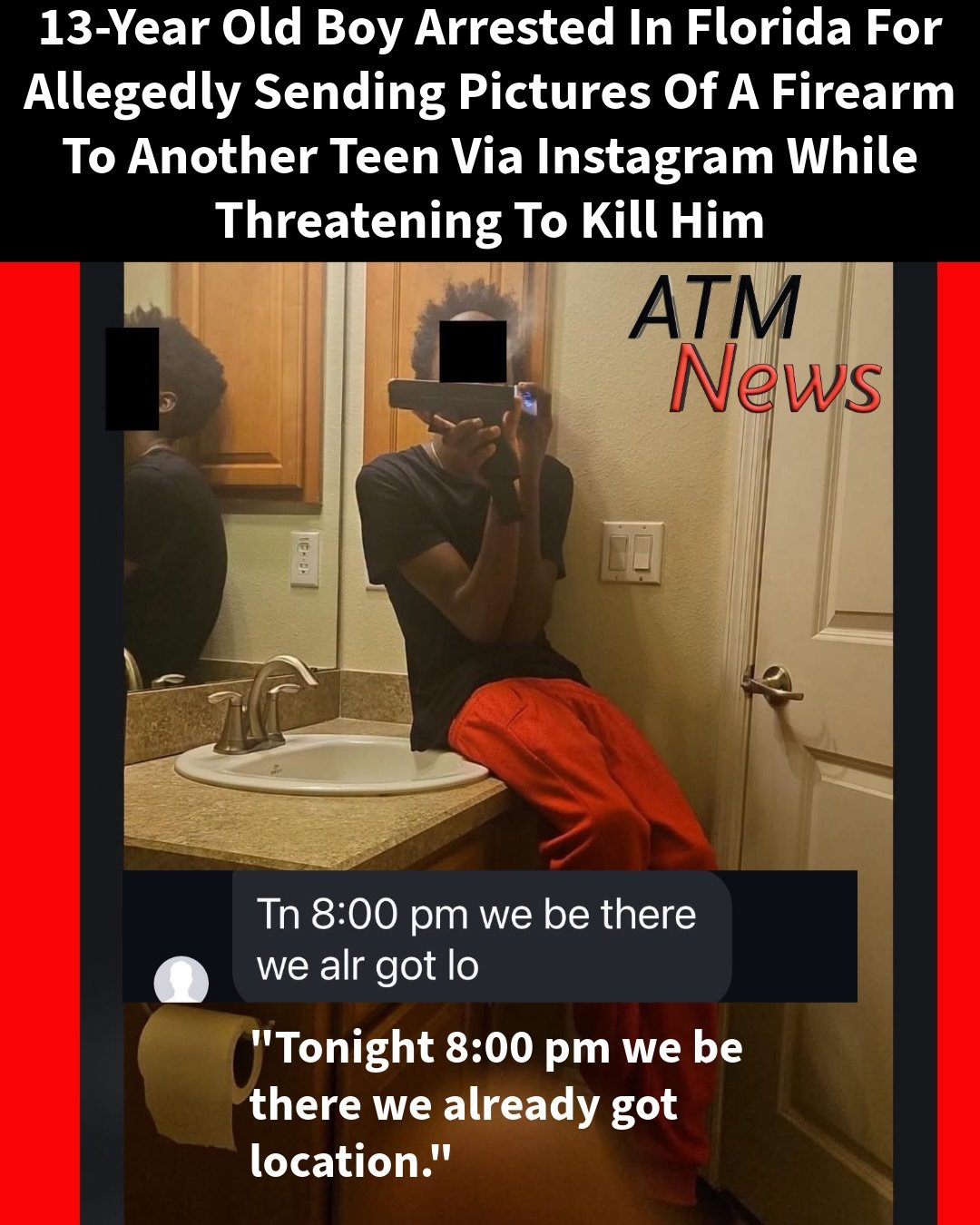 Wow! The #FlaglerCounty Sheriff’s Office announced that a 13-year-old #boy was arrested and transferred to the Florida Department of Juvenile Justice after he allegedly sent many messages to another 13-year-old, threatening to kill him and sending him a picture of a handgun via Instagram.—It all started when the #victim’s mother called 911 on July 7 to report the threats her son received. The victim allegedly told investigators that he believed the suspect was going to show up to his house at 8 p.m. to shoot him, just as stated in the messages.—The suspect himself allegedly told officers that he texted the victim earlier that day to set up a fight. Investigators believe it wasn't going to be a #fistfight. The suspect also told officers, per the Sheriff’s Office, that he and the victim used to be friends but had a falling out.—The Sheriff urges all parents to monitor their children’s social media activity and teach them to resolve disagreements without violence.