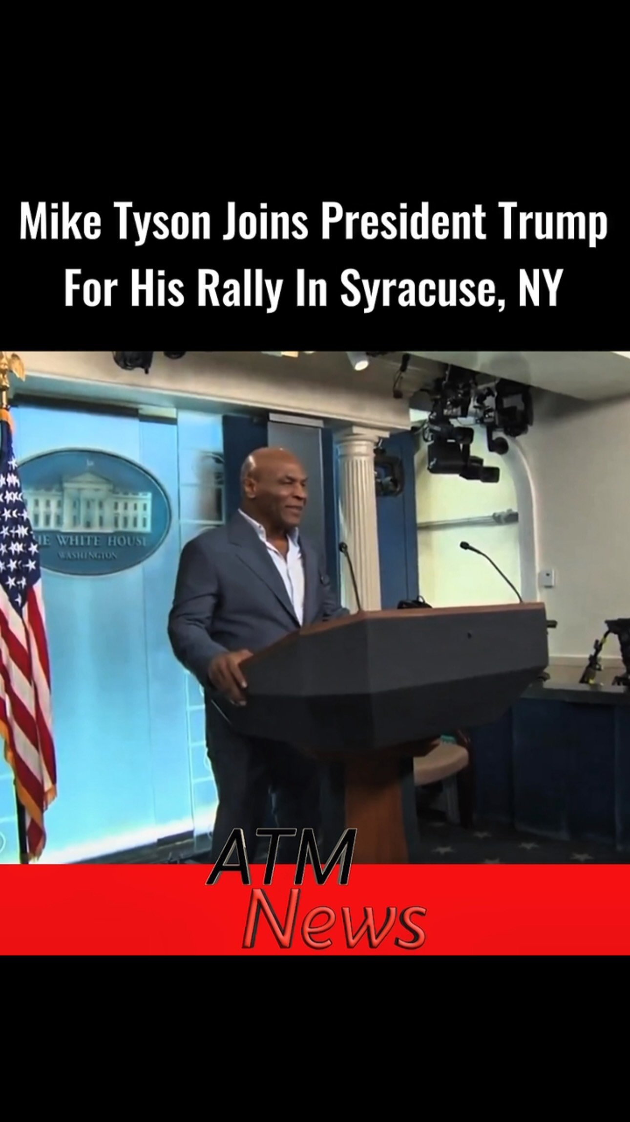 Boxing legend Mike Tyson joined President Donald Trump on Friday, October 9, for a campaign rally in Syracuse, New York, in support of Republican gubernatorial candidate Bruce Blakeman.The former heavyweight champion accompanied Trump from the White House to New York. Before departing, Trump introduced Tyson to reporters as "Iron Mike," joking that he would not be fighting him that day.The two have been friends since the 1980s. Trump also acknowledged Tyson at the rally and invited him to the podium.