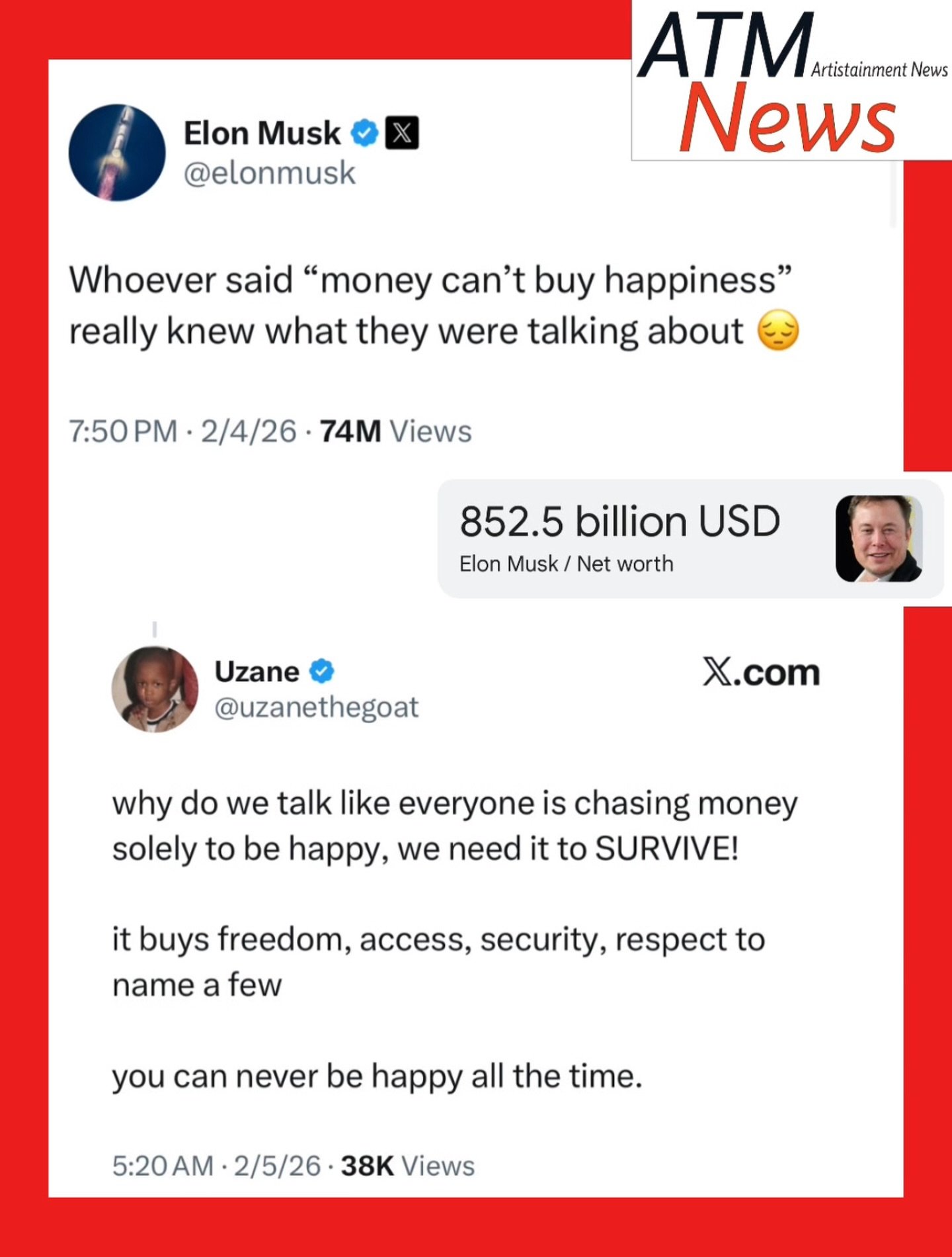 #ElonMusk’s post about "money can’t buy happiness" has sparked a debate on X.