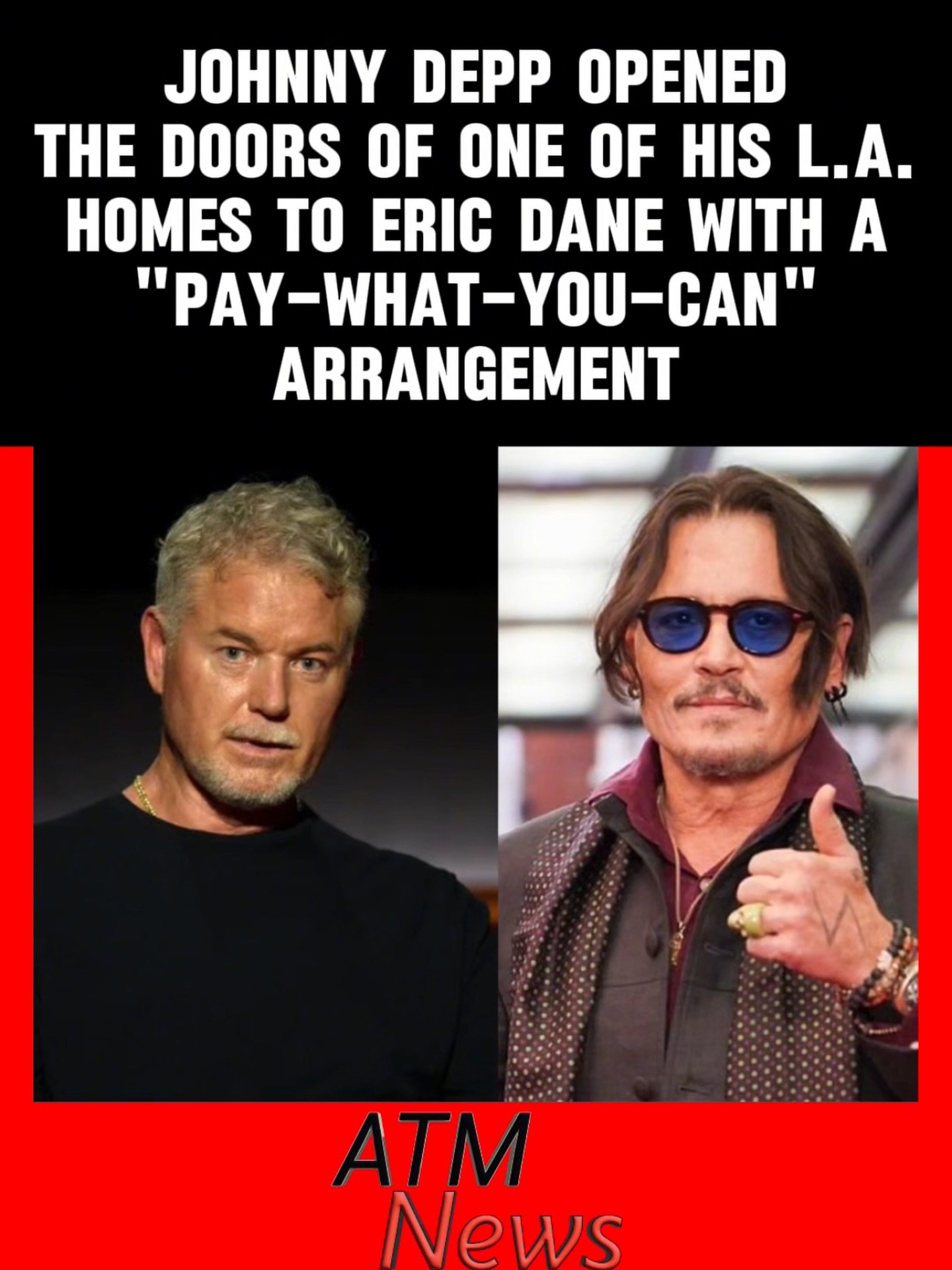 #JohnnyDepp reportedly stepped up as a friend during #EricDane’s battle with #ALS and let him stay at one of his homes above the Sunset Strip on a "pay-what-you-pay" arrangement. A source told @pagesix, "He told Eric to pay whatever he could — or couldn’t — for rent."
—
This reportedly eased Dane’s financial burden as he could no longer work normally after losing his mobility to the disease.