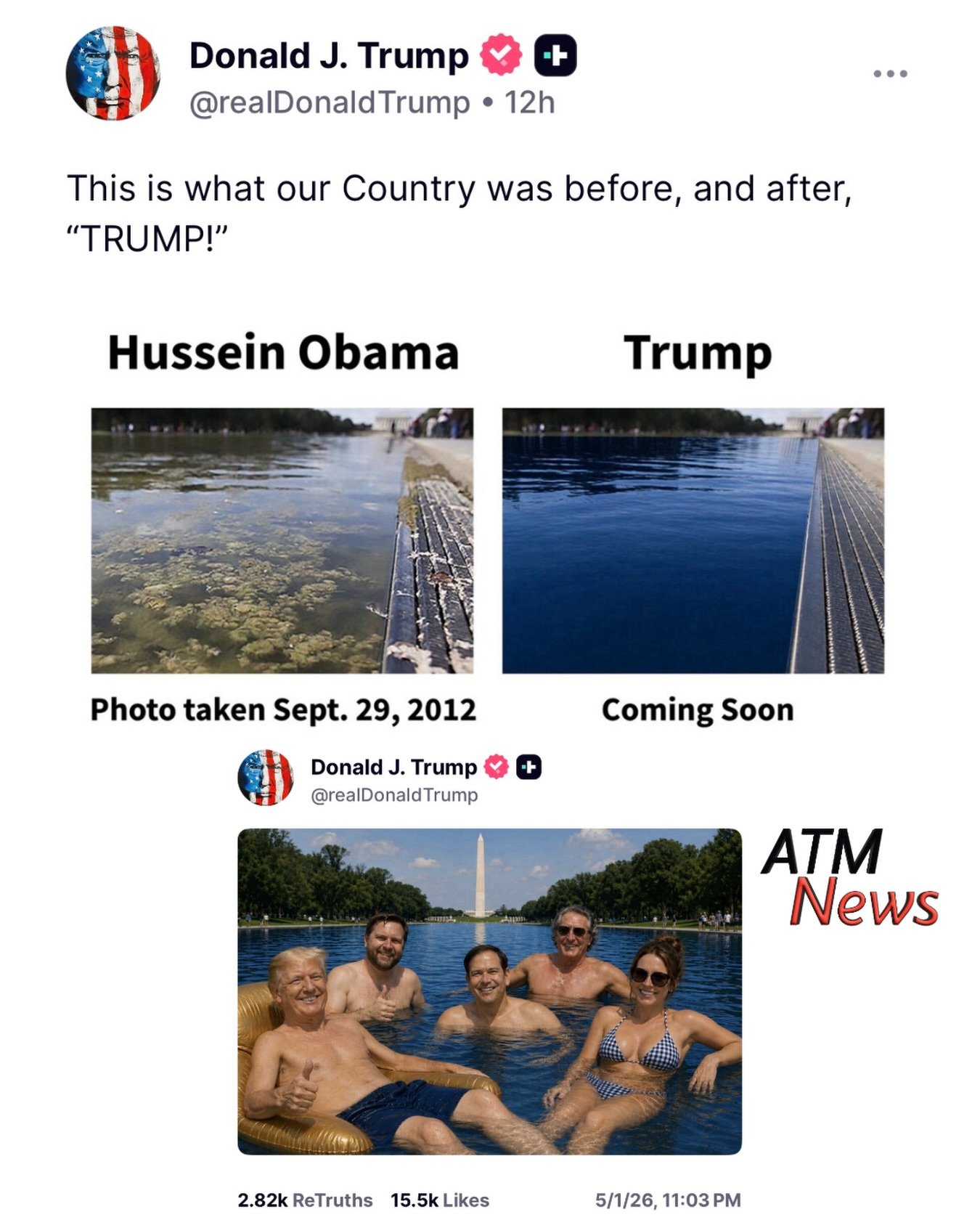 #Trump with a new Truth Social post comparing his work to #Obama’s.