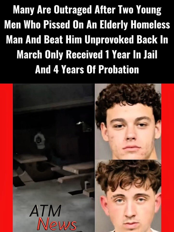 Douglas Mark, 68, was experiencing homelessness and going through hard times when he fell asleep in a park in Arroyo Grande, California, around 1:30 a.m. on March 20, 2026. Suddenly, Boaz Winslow Brigham, 21, and Malachy Damien Hayes, 18, approached him and attacked him. First, Hayes urinated on him before Brigham joined in the attack. They both beat Mr. Mark and then fled the scene.—The incident was captured by the two perpetrators and by surveillance cameras. The two later posted videos of their outrageous conduct on Snapchat. They laughed and high-fived each other. —The Arroyo Grande Police announced their arrest in April 2026. Although prosecutors sought the maximum sentence of 7 years in prison, on July 13, a San Luis Obispo County Superior Court judge sentenced each to 1 year in county jail, followed by 4 years of probation, during which they will not be allowed to use social media. The judge cited their young age and their decision to plead "guilty" and "no contest" to elder abuse as the reason for the lighter sentence.Many online, however, have criticized the judge’s decision, finding that the conduct deserved a more severe punishment.—The victim, Mr. Mark, was also dissatisfied with the sentence but thanked prosecutors for taking the time to fight for him. A restitution hearing is also scheduled for September 14 to allow Mr. Mark to seek monetary compensation for the damages he suffered.—#BeKind #Homelessness #ElderAbuse