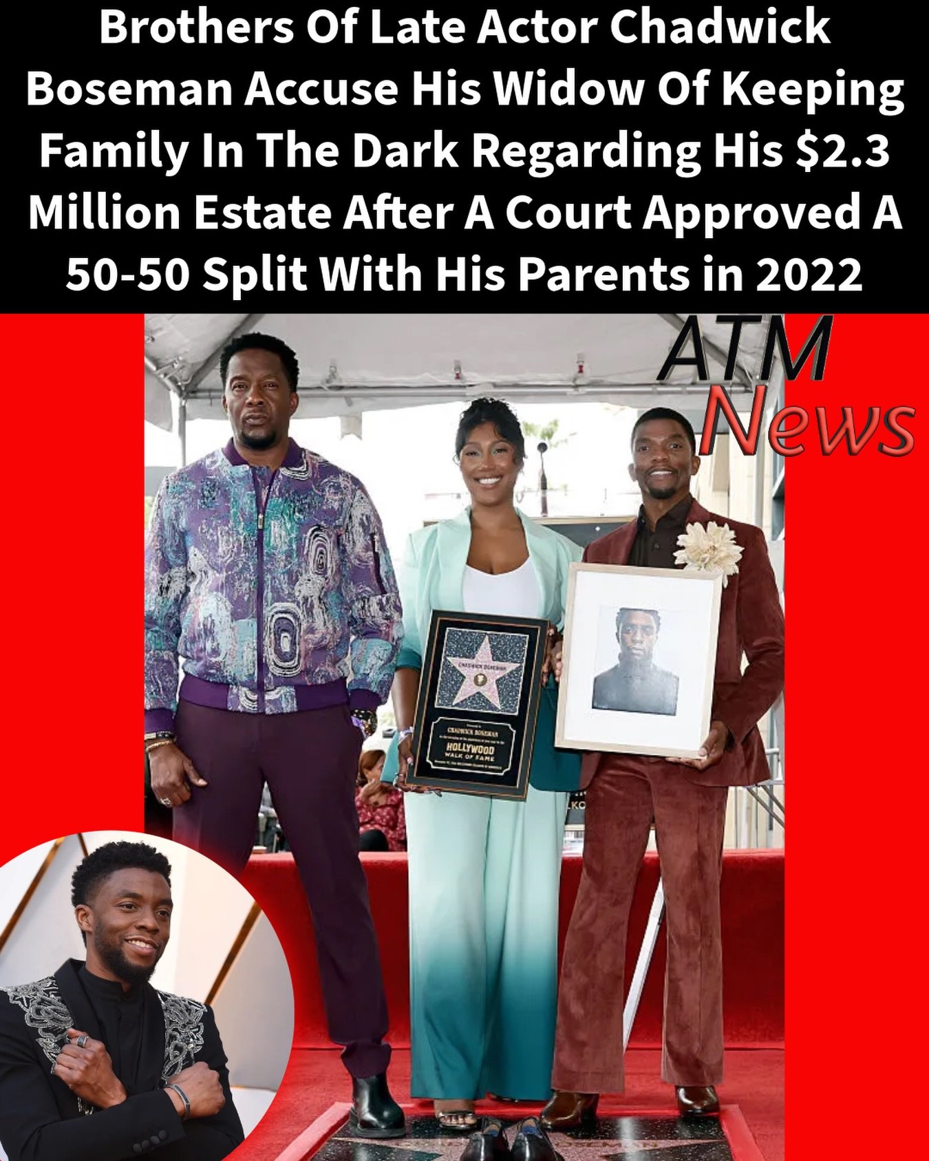 Kevin and Derrick Boseman, brothers of actor #ChadwickBoseman who passed away from #ColonCancer in 2020, filed a court petition asking that his widow, Taylor Simone Ledward Boseman, be removed as his estate manager and that an attorney be appointed instead.—Because Chadwick Boseman died without a #will, his wife and his parents agreed to split his estate in half. His parents get a combined 50%, and his wife gets the remaining 50%. That agreement was approved by a probate court in 2022.—In their petition, however, the Boseman brothers claim that since the court’s approval, Simone Ledward Boseman has not fully distributed the assets and has kept the family in the dark about how they are being managed. They now want her removed as estate manager and want a #judge to hold her in contempt and force her to provide full accounting within 30 days. —Boseman’s estate includes royalties, his name and image, insurance policies, bank accounts, and personal property. It was initially valued at $3.8 million, but after taxes and legal fees, the remaining assets to be split were valued at $2.3 million in 2022. The brothers argue that Taylor’s failure to distribute the assets prevented Chadwick Boseman’s parents from pursuing #business opportunities involving his legacy and allowed Taylor to profit solely from Chadwick’s name and image.