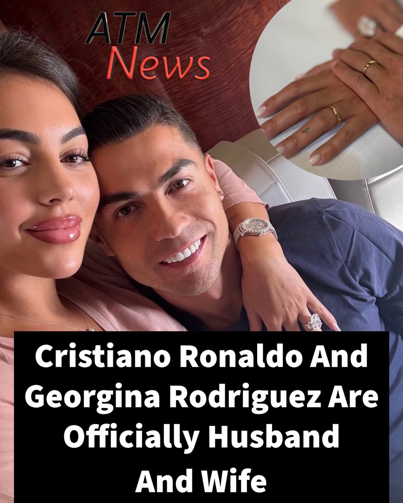 #CristianoRonaldo and his long-time partner, #GeorginaRodriguez, officially tied the knot in a private ceremony attended by their five children on Tuesday, their PR team confirmed to news outlets. —The couple also took to Instagram to share a picture of their wedding bands 💒🔗