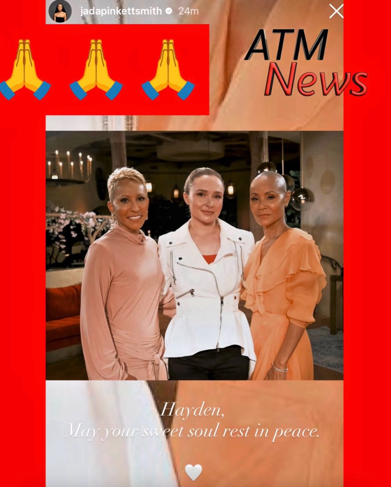 #JadaSmith reacts to #HaydenPanettiere’s shocking death 🙏