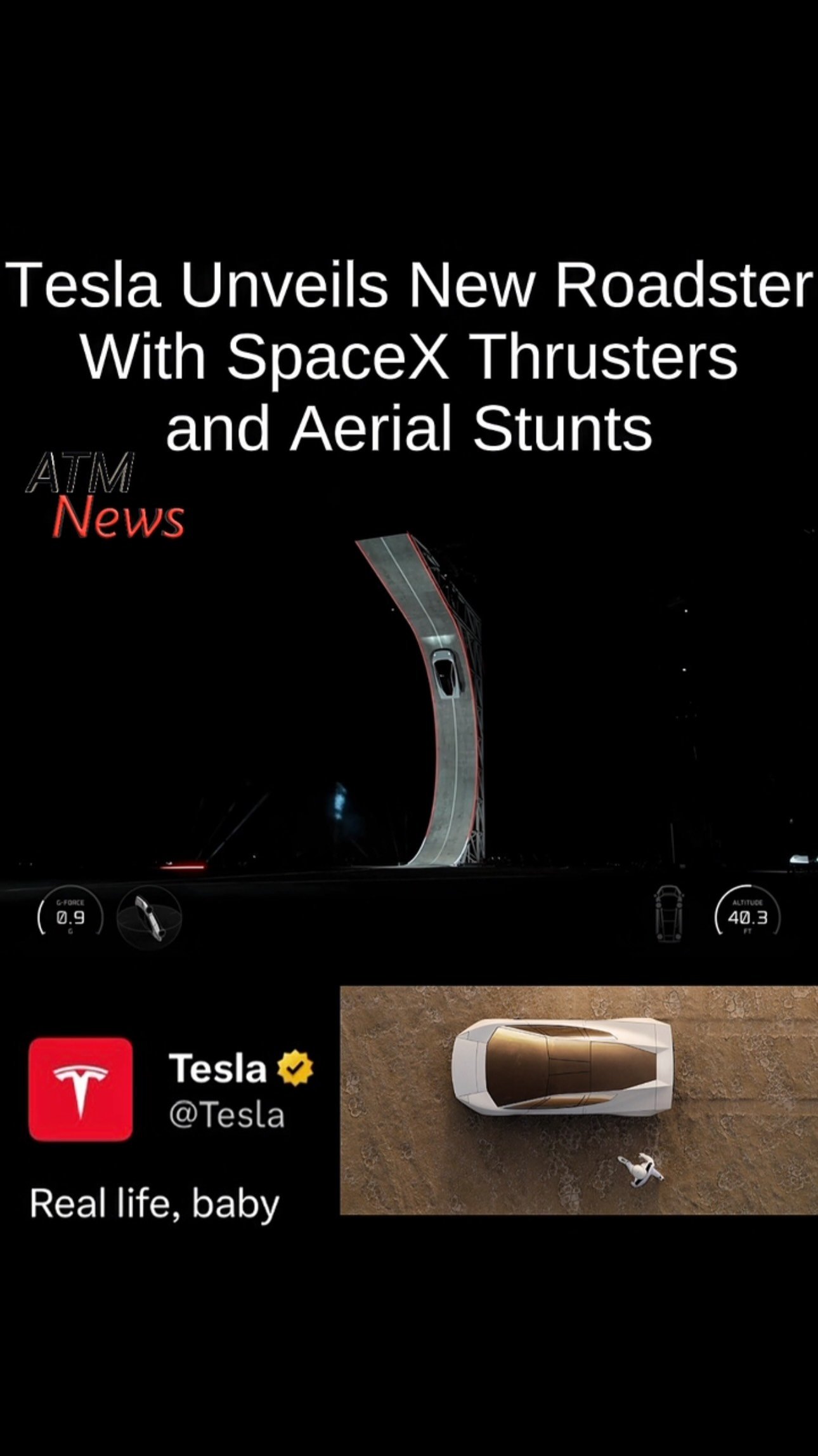 Tesla unveiled its redesigned Roadster on October 15 in Texas, demonstrating a sports car that used SpaceX-developed thrusters to launch, twist through the air, and land. Production is planned for 2028. Tesla says the electric car can reach 60 mph in under one second, exceed 230 mph, and travel more than 300 miles per charge.