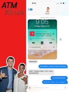 #CandaceOwens shared a text message conversation between her and #CharlieKirk discussing #KanyeWest’s song "Monster" featuring #NickiMinaj and #JayZ.
