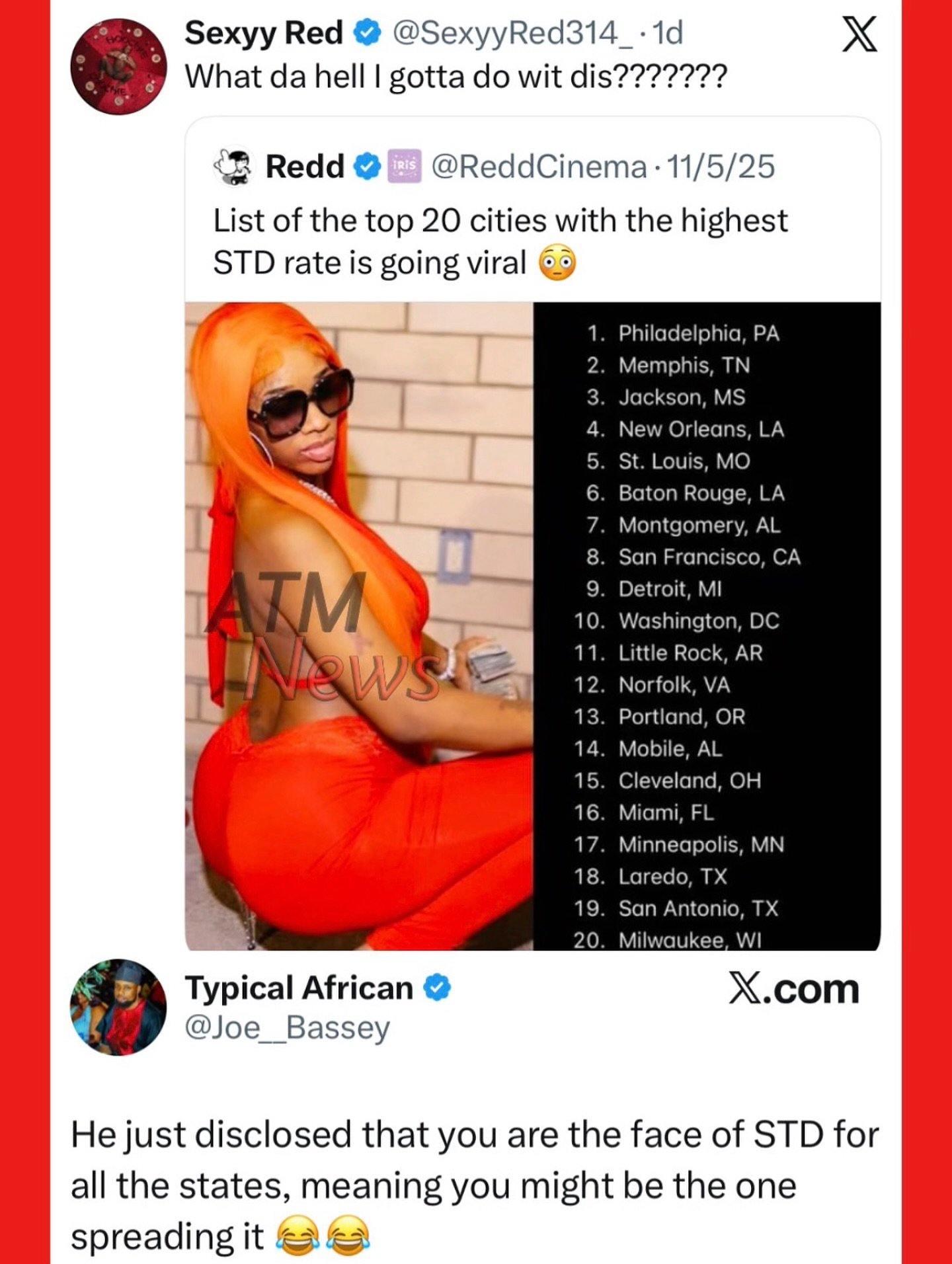 😩!!!! #SexxyRed as the face of #STD in all states wasn't on our bingo card!!!!