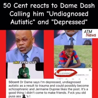 #50Cent reposted a video of #DameDash saying he is likely a “depressed, undiagnosed autistic” guy, which is why he likes hurting others. Dame also believes it could turn into #Schizoprenia.