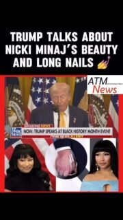 During his speech at a #BlackHistoryMonth event earlier today, #Trump praised #NickiMinaj, noting how beautiful she is and how long her nails were when she visited #DC.