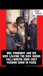 #NBAYoungboy and his wife, #JazlynMychelle, were seen leaving the #RickOwens show during #ParisFashionWeek earlier today.