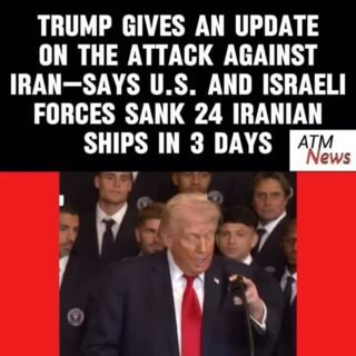 #Trump gave an update on #Iran tonight and said that US-Israeli forces sank 24 Iranian warships in 3 days, destroyed Iran’s aircraft, and 60-65% of their #missiles.
