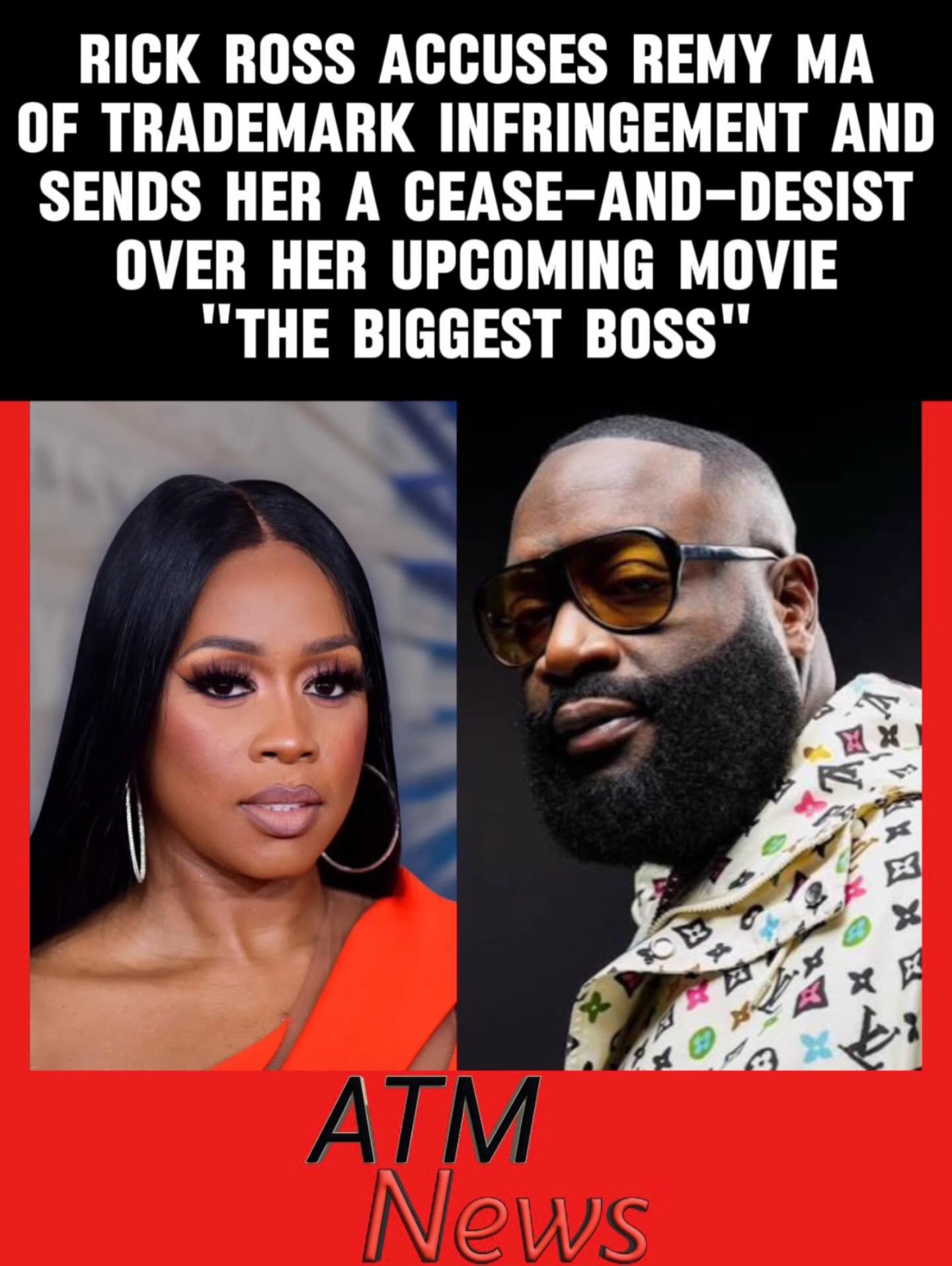 Oops! #RickRoss reportedly sent #RemyMa a cease-and-desist letter after learning that her network, "The Remy Network," is working on a movie called 'The Biggest Boss.'—Ross’s #lawyers said that Ross owns the trade name "Biggest Boss" and that using it for the film would constitute infringement. They also claimed that the film featured Ross’s music without authorization.—The film itself is reportedly about a police officer who stole a drug dealer’s life story and became a rapper. Very similar to Ross, who was a correctional officer in #Florida before becoming a rapper.—According to her reps, Remy was unaware of the issues raised in the letter and reached out to Ross afterward. The title "The Biggest Boss" has since been removed from Remy’s website, according to reports.