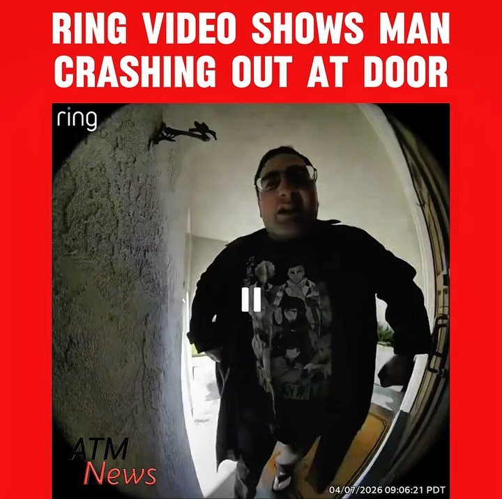 😳This is #wild! A #RingCamera captured a man crashing out at someone’s door, asking about the person’s daughter and making threats. The person could be heard holding back his laughter 🫠.