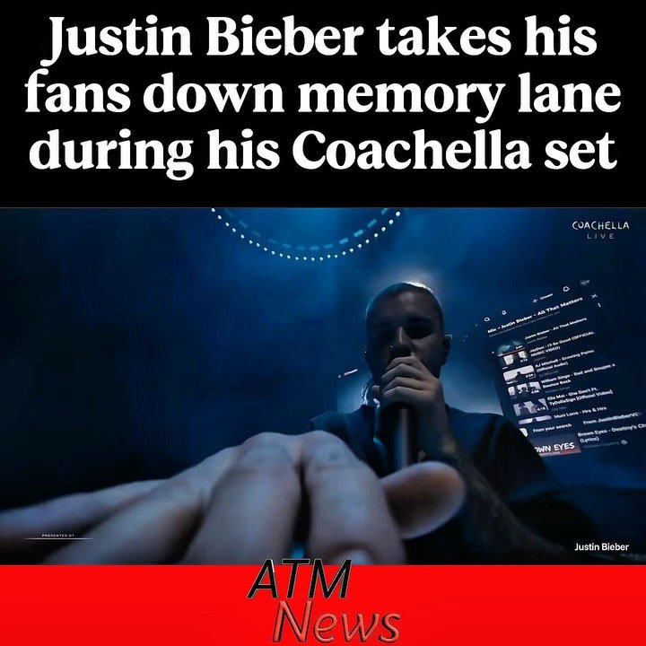 #JustinBieber took his fans down memory lane during his #Coachella performance, singing along to old videos of himself on his laptop.