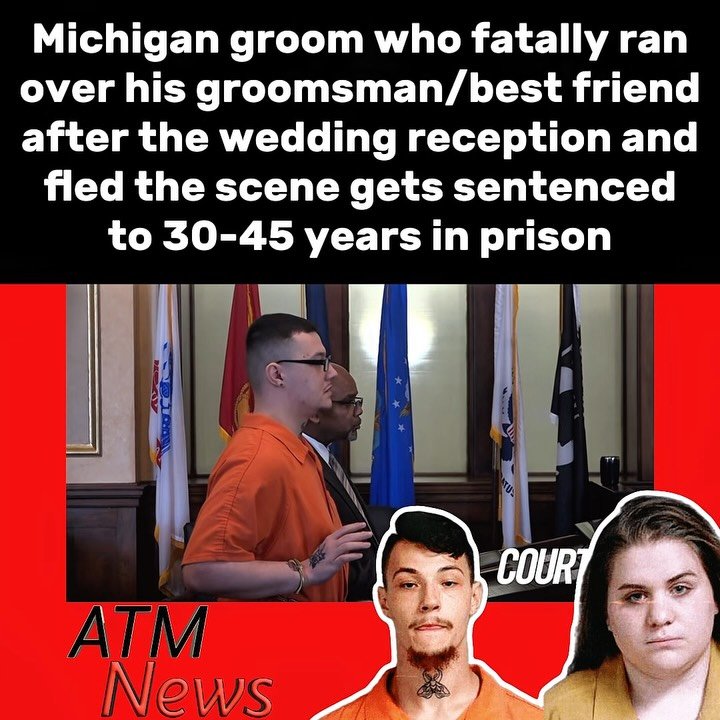 Earlier today, a #Michigan judge sentenced #JamesShirah, 24, to 30-45 years in prison for running over his best friend, who was also his #groomsman, on his wedding day on August 30, 2024.—Shirah and the victim, 29-year-old Terry Lewis Taylor, got into an #argument at the wedding reception, and according to prosecutors, Shirah left the scene before returning to hit Taylor intentionally. However, Shirah claimed it was an accident, arguing that he is not a killer. He fled the scene after striking Taylor but called law enforcement the next day to turn himself in. — In April 2026, Shirah pleaded no contest to second-degree murder, leaving the scene, and driving without a valid license. His wife, Savanah Collier, 23, pleaded guilty to being an accessory after the fact to a felony because she refused to cooperate with law enforcement at first. She is expected to be sentenced on May 26.—🎥 @courttvnetwork
