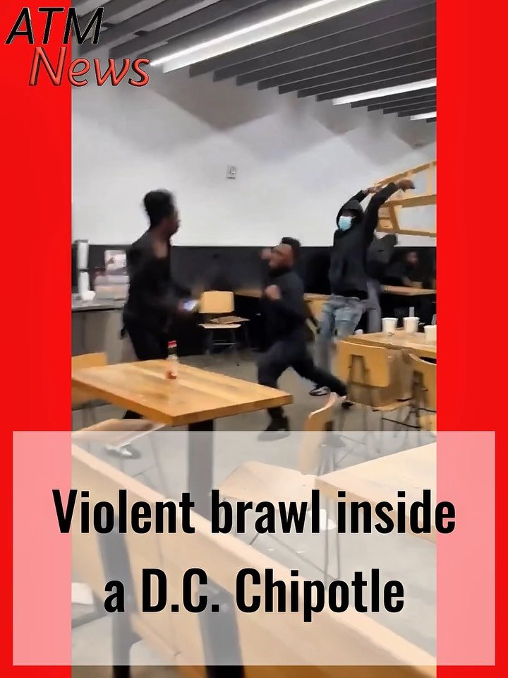 This is #wild! Teens were filmed throwing chairs at one another inside the #Chipotle in Navy Yard, Washington, D.C., on Saturday night.—🎥 @thedmvliv3