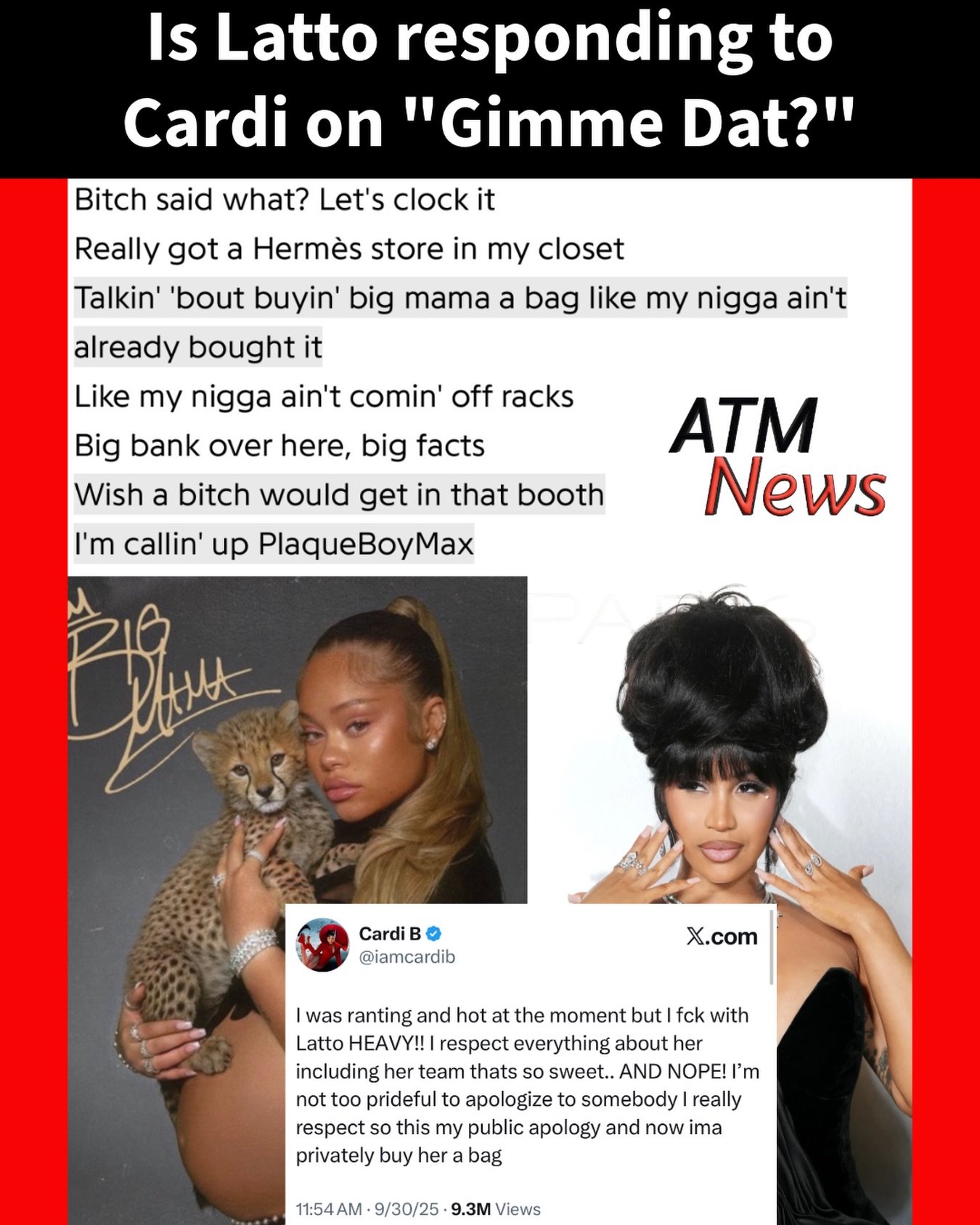 Netizens believe #Latto is clapping back at #CardiB on her song "Gimme Dat."
