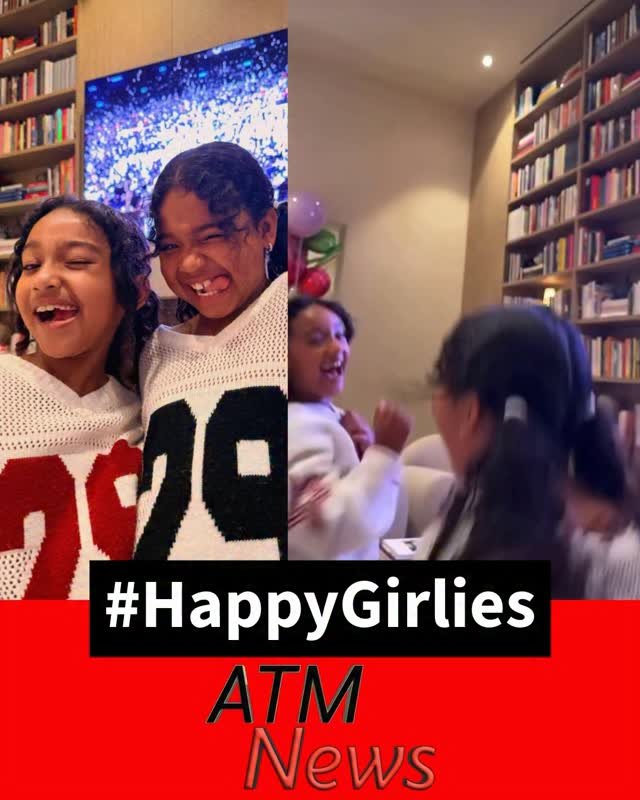 #ChicagoWest and #TrueThompson looking adorable while celebrating the Knicks' victory last night.