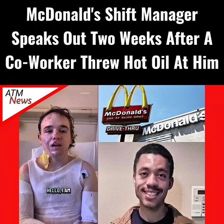 On May 30, 2026, Jacob Smith, 20, was in the back office of the Yuba City #McDonalds where he worked as a Shift Manager when a co-worker suddenly caught him off guard and threw deep-fryer oil directly onto him, then fled the scene.—That #coworker, 23-year-old #JalaniBluett, was declared missing at first, but the next day, the Sutter County Sheriff's Office announced he had been located and taken into custody. The Sheriff’s Office mentioned that Bluett has a #disability but didn't specify what it is.—Bluett is facing multiple charges, including mayhem, assault with a deadly weapon, and battery causing serious bodily injury. Jacob Smith released a message on June 13, thanking everyone who donated to his GoFundMe, which has raised over $165,000.