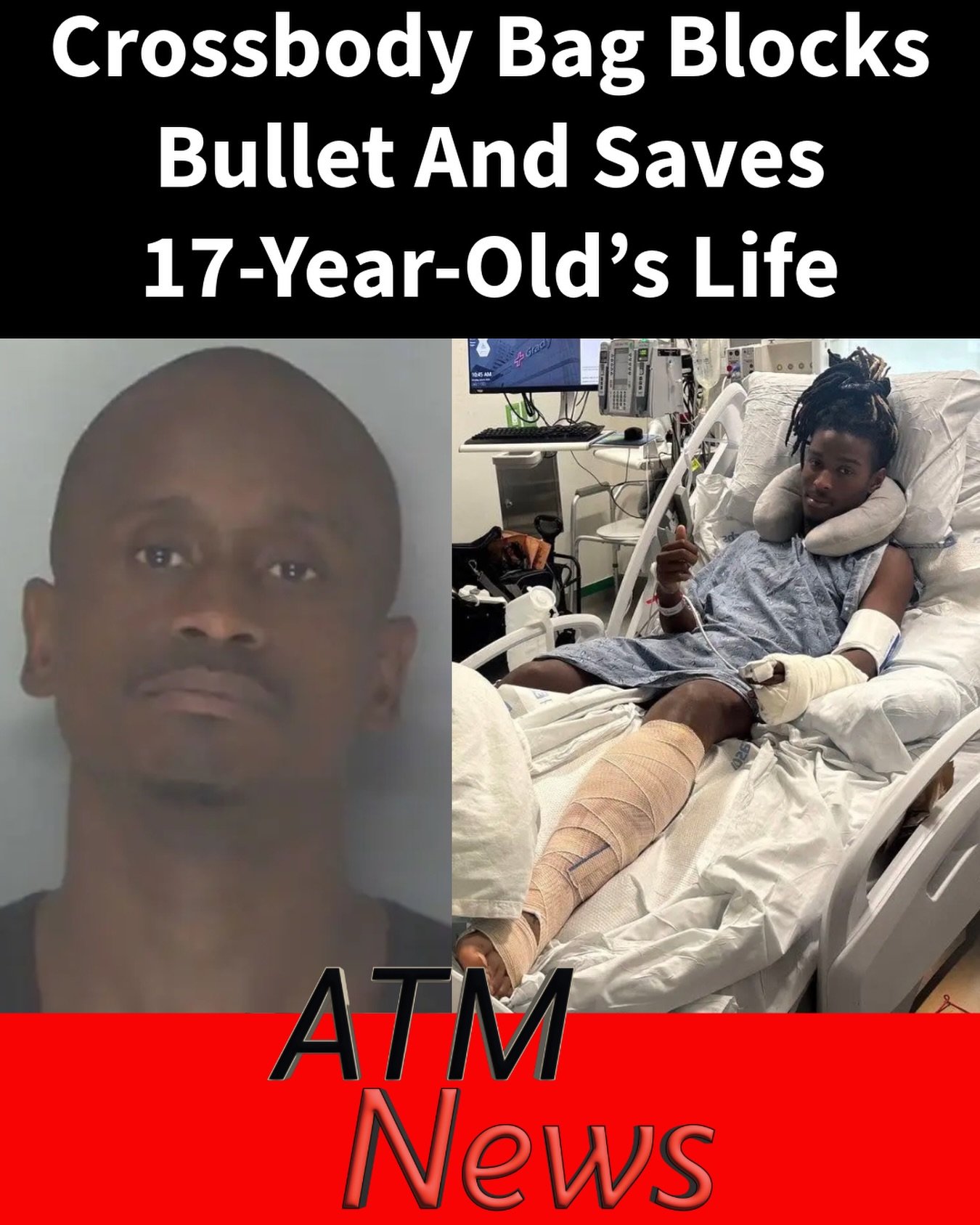 J’Von Easterling, 17, is a living #miracle for sure!!! On June 5, while on a #train in Midtown Atlanta after leaving a science and engineering program at Georgia Tech, a random man allegedly approached him and fired multiple shots. He was hit multiple times in the arms and legs, but a bullet that could have fatally struck him was stopped by the sling bag he wore across his chest.—The #suspect, identified as 42-year-old Anthony Gresham, has been arrested. He faces both state charges and federal charges.
