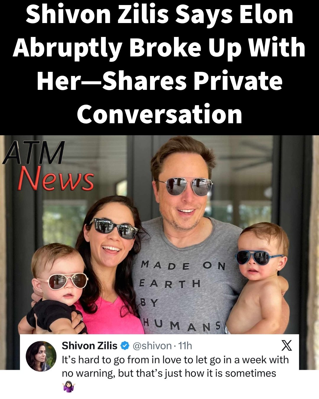 Reacting to news that Elon Musk had unfollowed her, Shivon Zilis, who shares four children with the tech billionaire, shared a lengthy post reflecting on the pain of going from “I love you” to a breakup within the same week.Despite the heartbreak, she said she was grateful and happy to have been his “safe space” for the past five years.