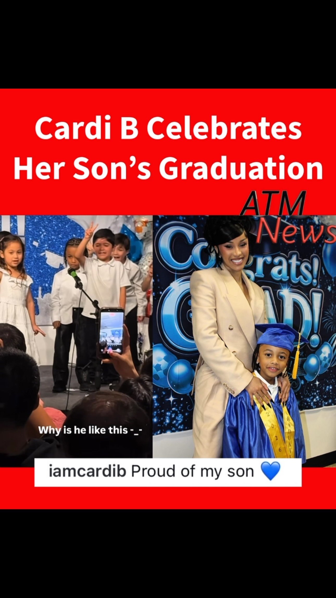 #CardiB and her kiddos celebrated her son #Wave’s graduation 🎓 🎉