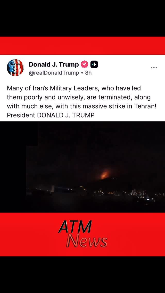 Trump said that many Iranian military leaders have now been "terminated" in a massive #strike in #Teheran.