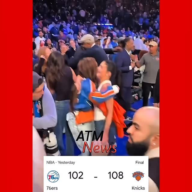 #KylieJenner and #TimothéeChalamet hugged #JordynWoods following the #Knicks’ win against the 76ers last night.