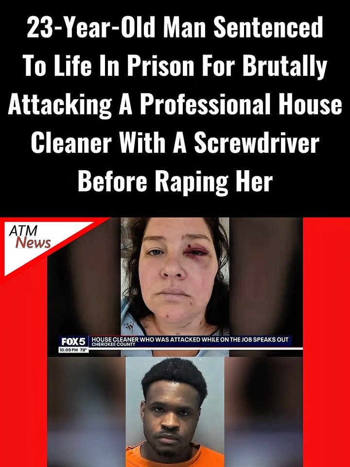 Ezekiel Jackson, 23, pled guilty to 10 charges, including rape, aggravated assault, and kidnapping. He was sentenced to life in prison with the possibility of parole after 30 years, followed by 40 years of probation.—On April 6, 2026,  Jackson used the Nextdoor app to request a professional home cleaning service for his apartment in Canton, #Georgia. When Tera Westbrook arrived, he first appeared respectful. But as they began the walkthrough, he locked the door, then used a screwdriver to stab her in the eye, neck, and other places before proceeding to sexually assault her. The #attack continued for at least 5 hours, while she was begging him to stop. She finally convinced him to let her go to the hospital, promising she would lie that she fell while cleaning the house. Jackson, however, would only accept if she let him rape her one more time.—The victim finally drove herself to the hospital with Jackson in the car. Thankfully, the #hospital staff sensed something was not right, separated her from Jackson, and called the police. He was arrested at the hospital.