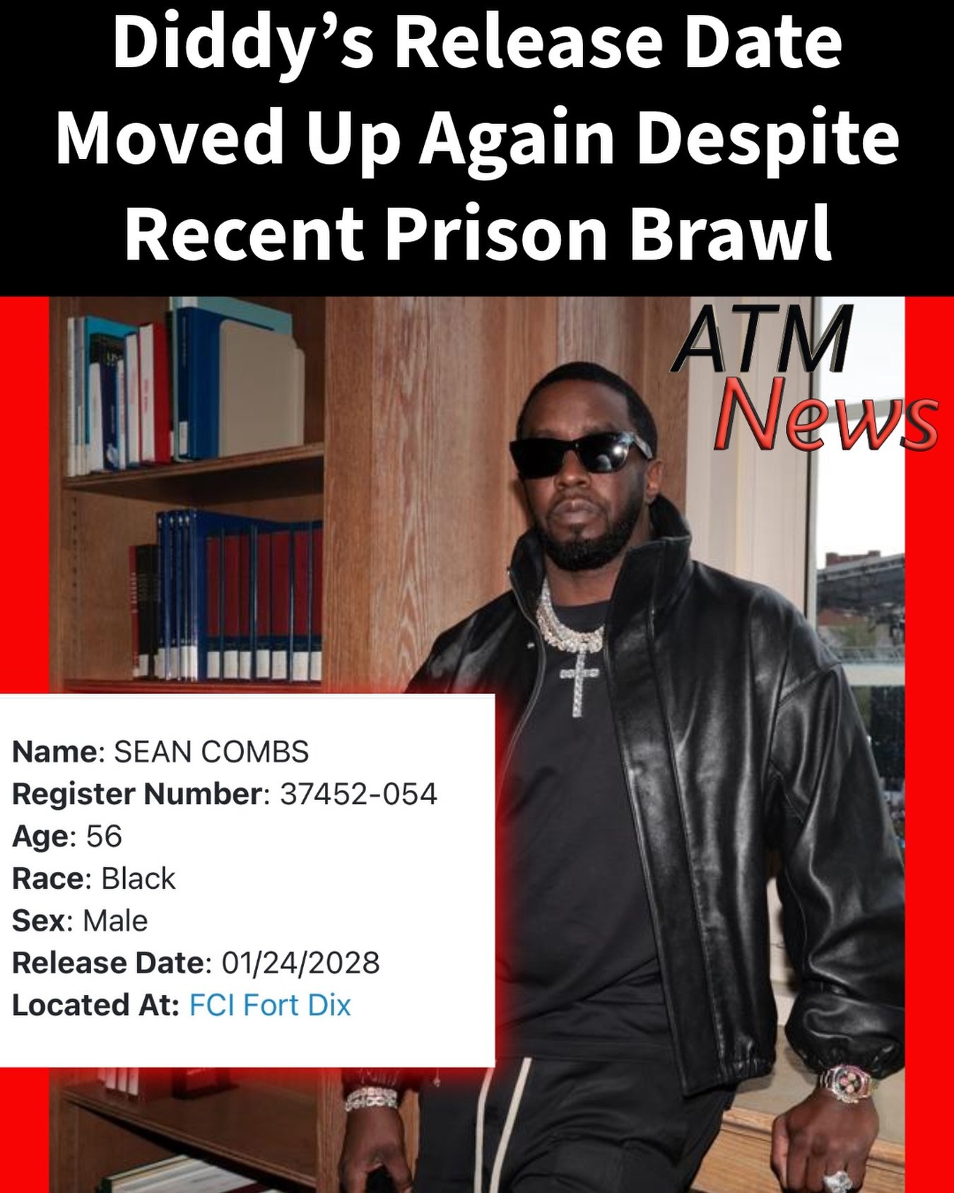 Looks like #Diddy’s recent involvement in a #prison fight didn't negatively impact his release date, which has now been moved up to January 2028.