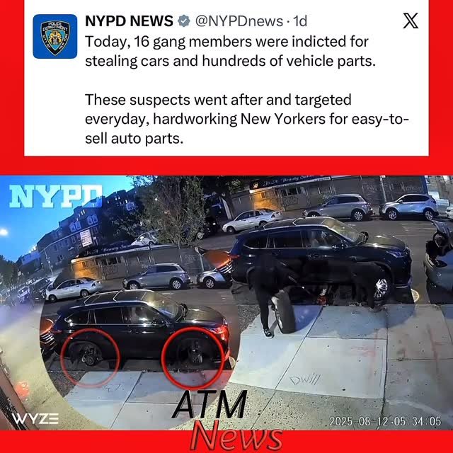 The #NYPD announced the indictment of 16 #gang members who had allegedly stolen hundreds of #cars and easy-to-sell car parts in #NYC.