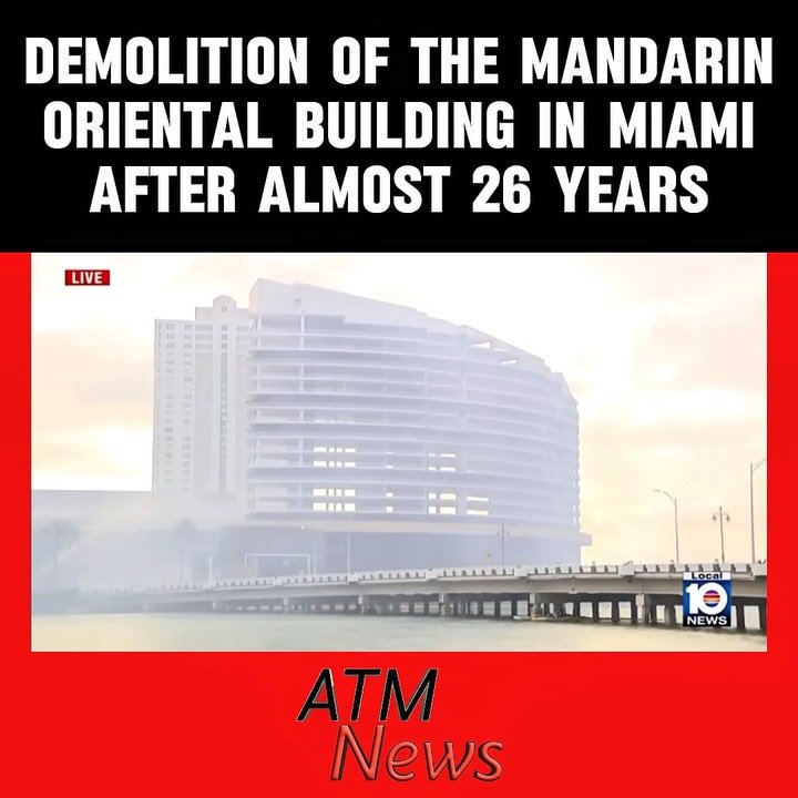 A #ChapterClosed. Earlier today, the #MandarinOrientalMiami building on #BrickellKey was demolished in less than 20 seconds via a controlled explosion. It opened in 2000 and ceased operation in May 2025.—It now leaves room for Swire Properties to build a new two-tower, 66-story residential tower and a 33-story hotel, with a greater focus on residential areas. The new project, "Residences at Mandarin Oriental," is scheduled for completion by 2030.