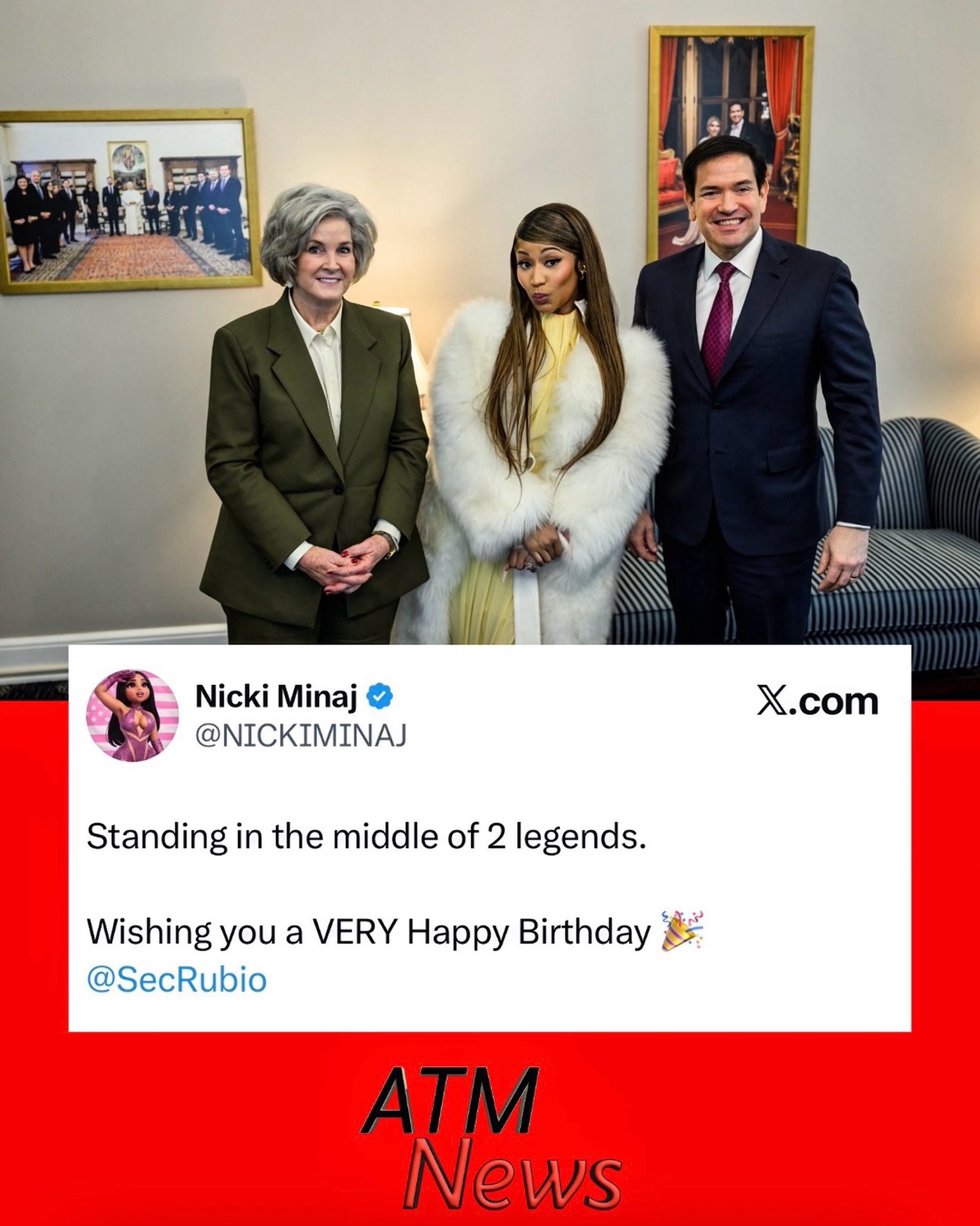 The #Barbz want #Nicki to drop, but for now, she is busy wishing #MarcoRubio a Happy Birthday. He turned 55 today.