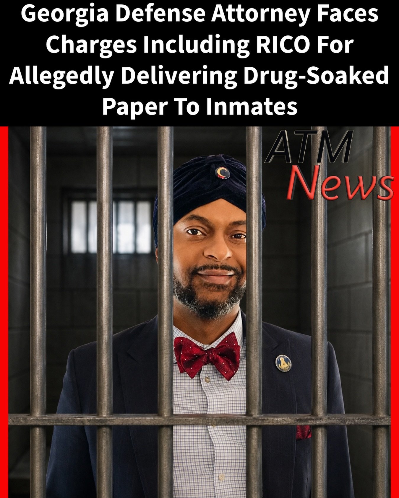 47-year-old attorney Joseph Anfield-El has been charged along with two Cobb County jail detainees, 36-year-old detainee James Baltimore and 25-year-old detainee Shawn Harris, plus another 29-year-old alleged co-conspirator, Monae Muhammad, with RICO, possession of a controlled substance with intent to distribute, use of a communication facility to facilitate #drug trafficking, and bringing contraband into a detention facility.—According to authorities, Attorney Anfield-El delivered paperwork laced with the synthetic drug K2 to the two detainees during what were supposed to be regular attorney-client meetings at the #CobbCountyJail.