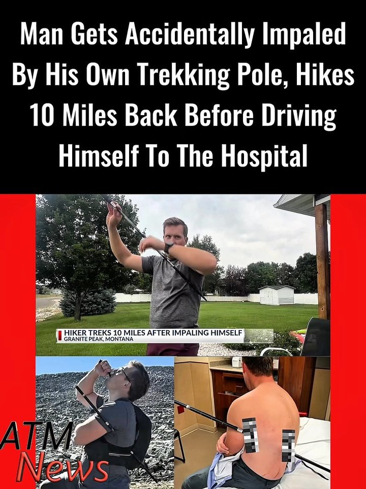 David Cifaldi, 32, was climbing #GranitePeak, the highest mountain in #Montana, with his friends when he slipped and fell onto his own #TrekkingPole. The pole pierced entirely through his left side but fortunately missed his vital organs by a few inches.—As a professional wound-care #nurse, Cifaldi opted to self-rescue and hiked 10 miles back down to avoid the high cost of a helicopter ride.