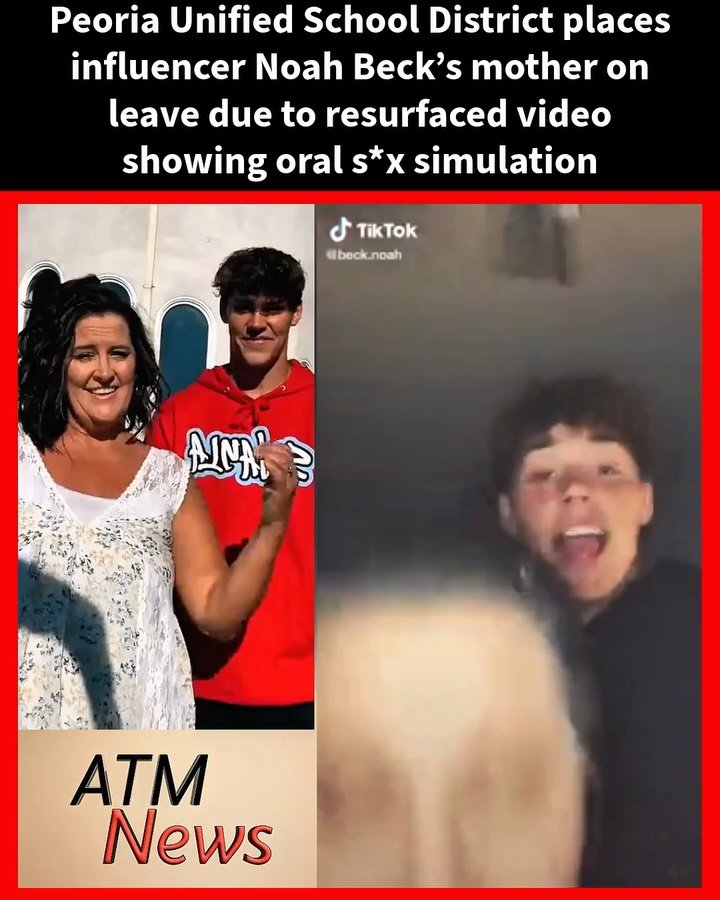 #Scandal! #AmyBeck, mother of influencer #NoahBeck, and teacher at Coyote Hills Elementary School in #Peoria, Arizona, has been placed on administrative leave after a video of her and her son simulating oral s*x resurfaced online.—This comes after her daughter, Haley, Noah’s elder sister, was recently fired from Centennial High School after a Peoria Unified School District investigation found that she exchanged over 4000 text messages with a #student, including one in which she allegedly called herself his "sugar momma," offered him oral s*x, and allegedly sent him $630 via Apple Pay. She also allegedly completed his homework, gave him access to her car, and more… She denied any wrongdoing. The investigation is ongoing, and she has not been charged.